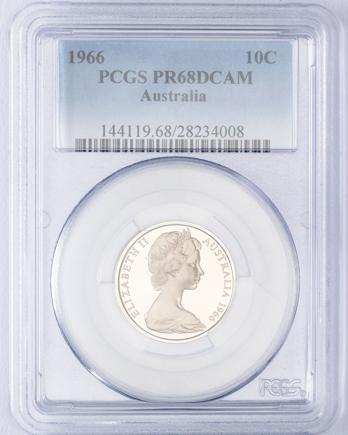 Elizabeth II, Ten Cent, 1966, PCGS PR68DCAM