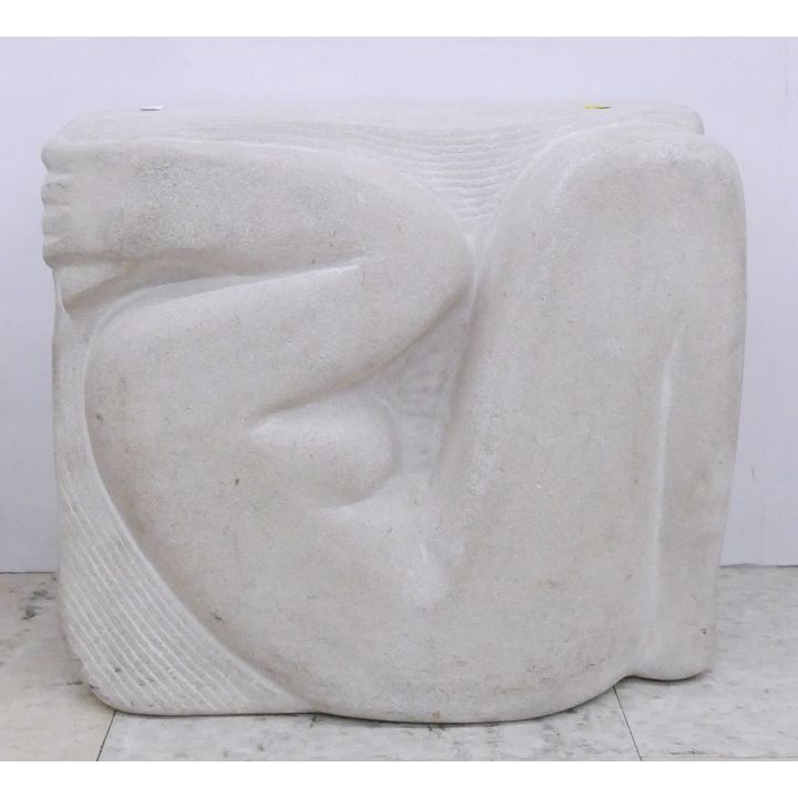 Ken Patecky Carved Stone Reclining Nude Side Sculpture- dated 1990 - 14x16x7''