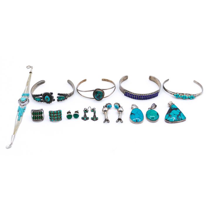 Box Navajo Sterling & Turquoise Jewelry