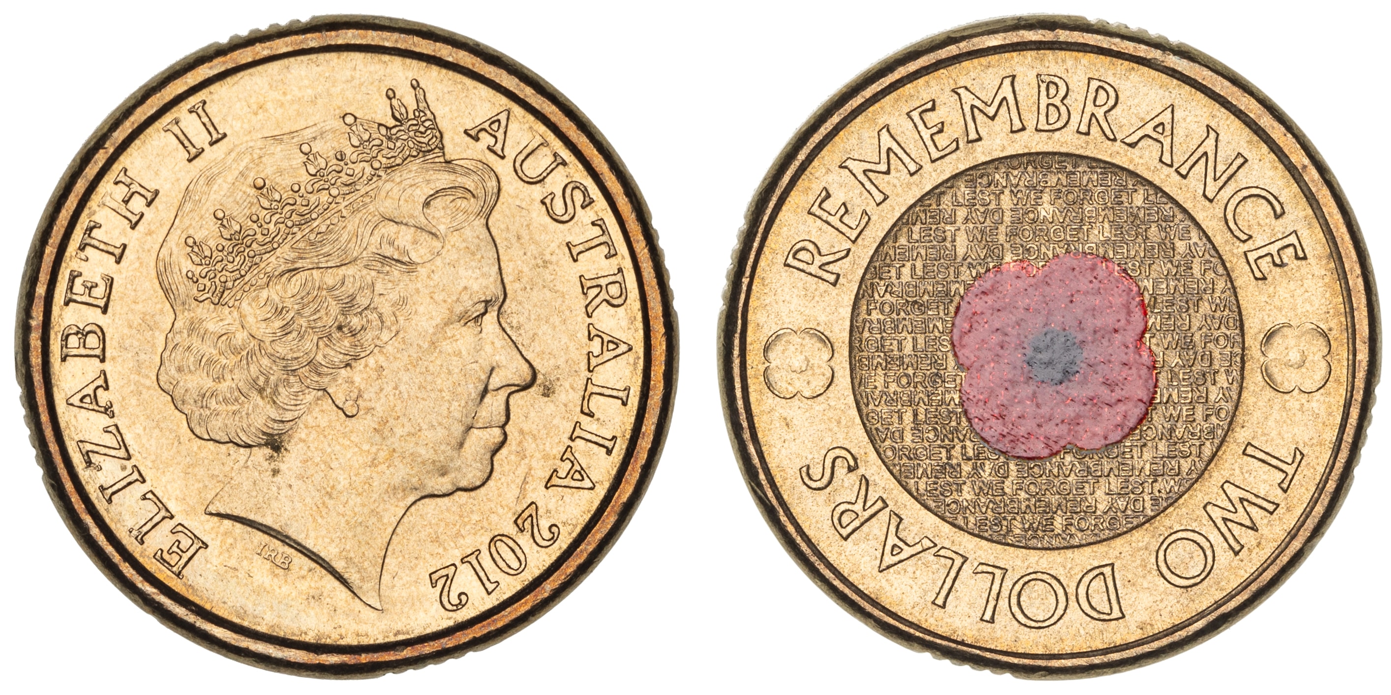 Elizabeth II, Remembrance Day Red Poppy, Two Dollars, 2012, EF