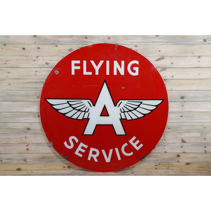 6' Flying A Service w/ Logo Double Sided Porcelain ID Sign TAC 7.5