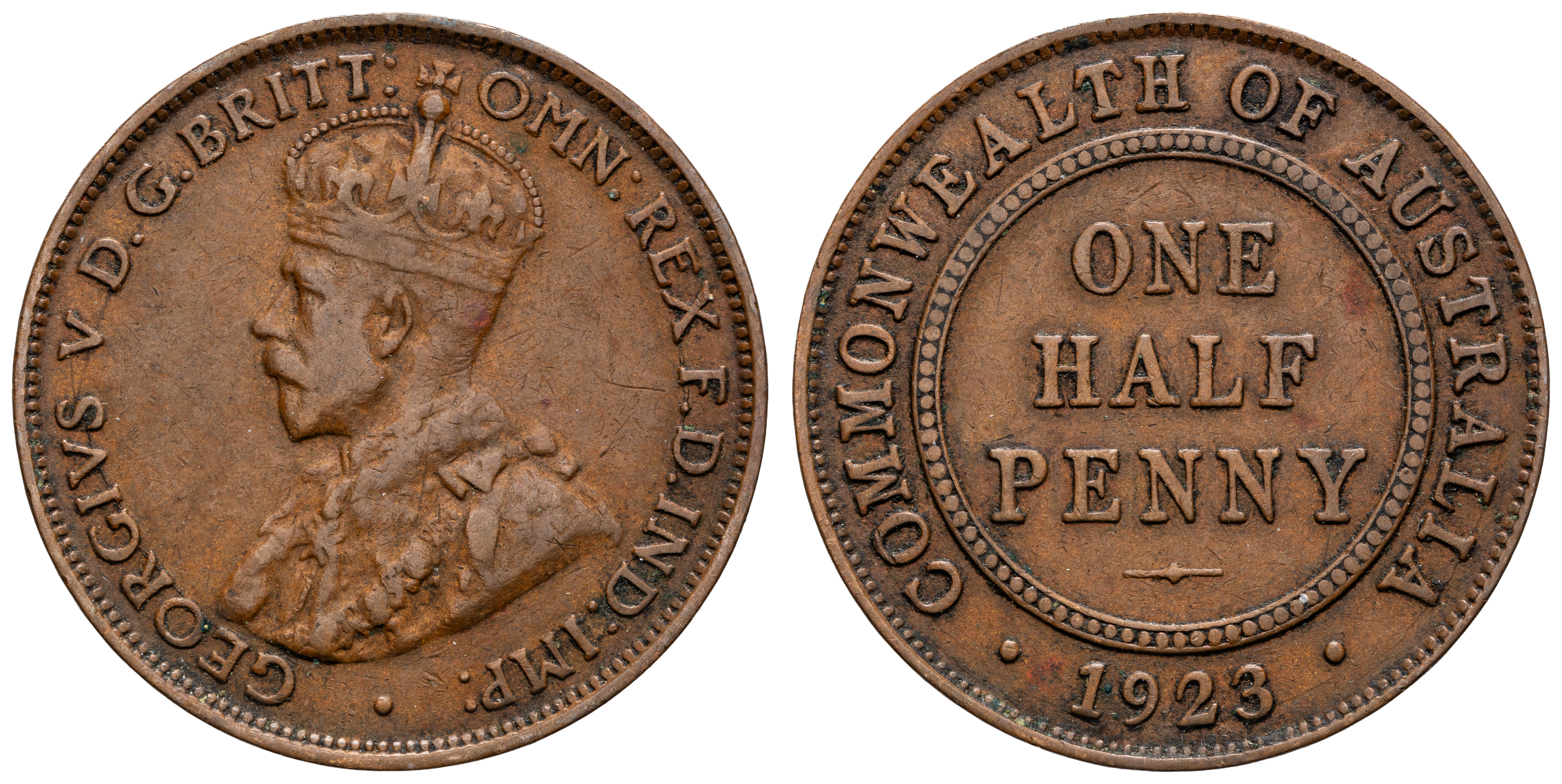 George V, Halfpenny, 1923, F