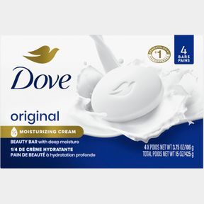 DOVE BEAUTY BAR SOAP ORIGINAL (2 COUNT ONLY) FOR SOFT, SMOOTH SKIN, WITH 1/4 MOISTURIZING CREAM 3.75 OZ
