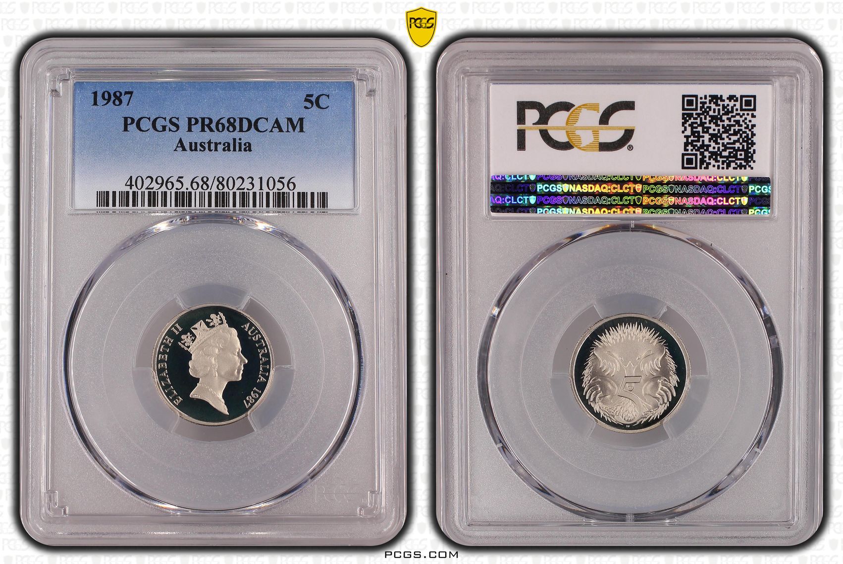 Elizabeth II, Five Cent, 1987, PCGS PR68DCAM