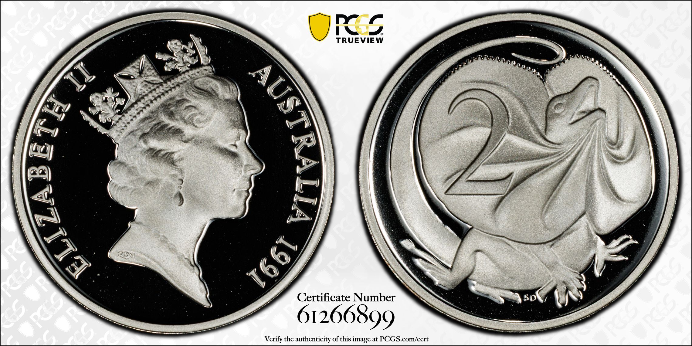 Silver, Two Cent, 1991, PCGS PR70DCAM