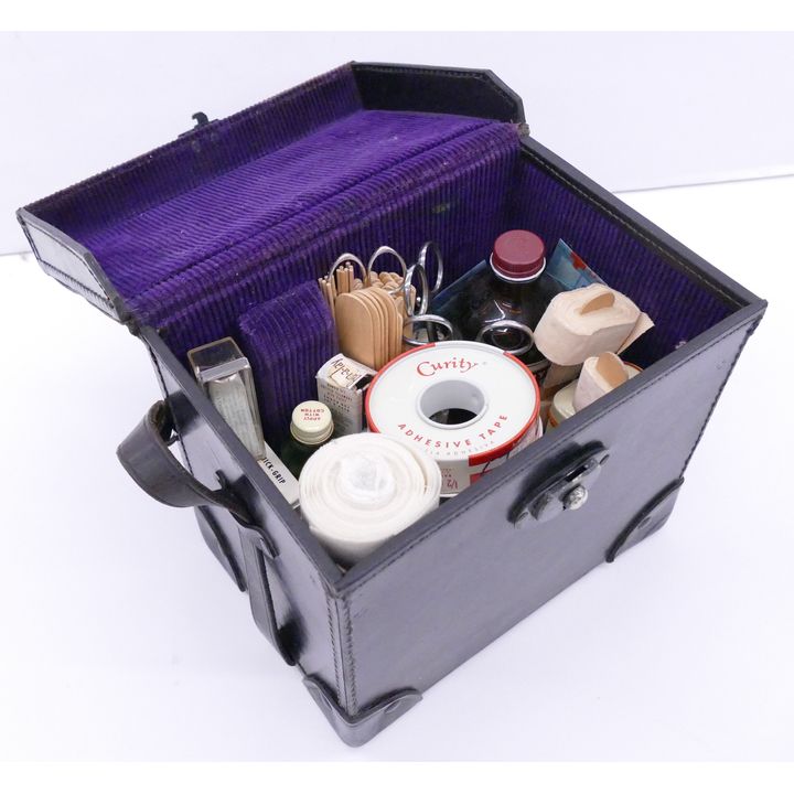 Vintage Leather Case First Aid Kit- 8''