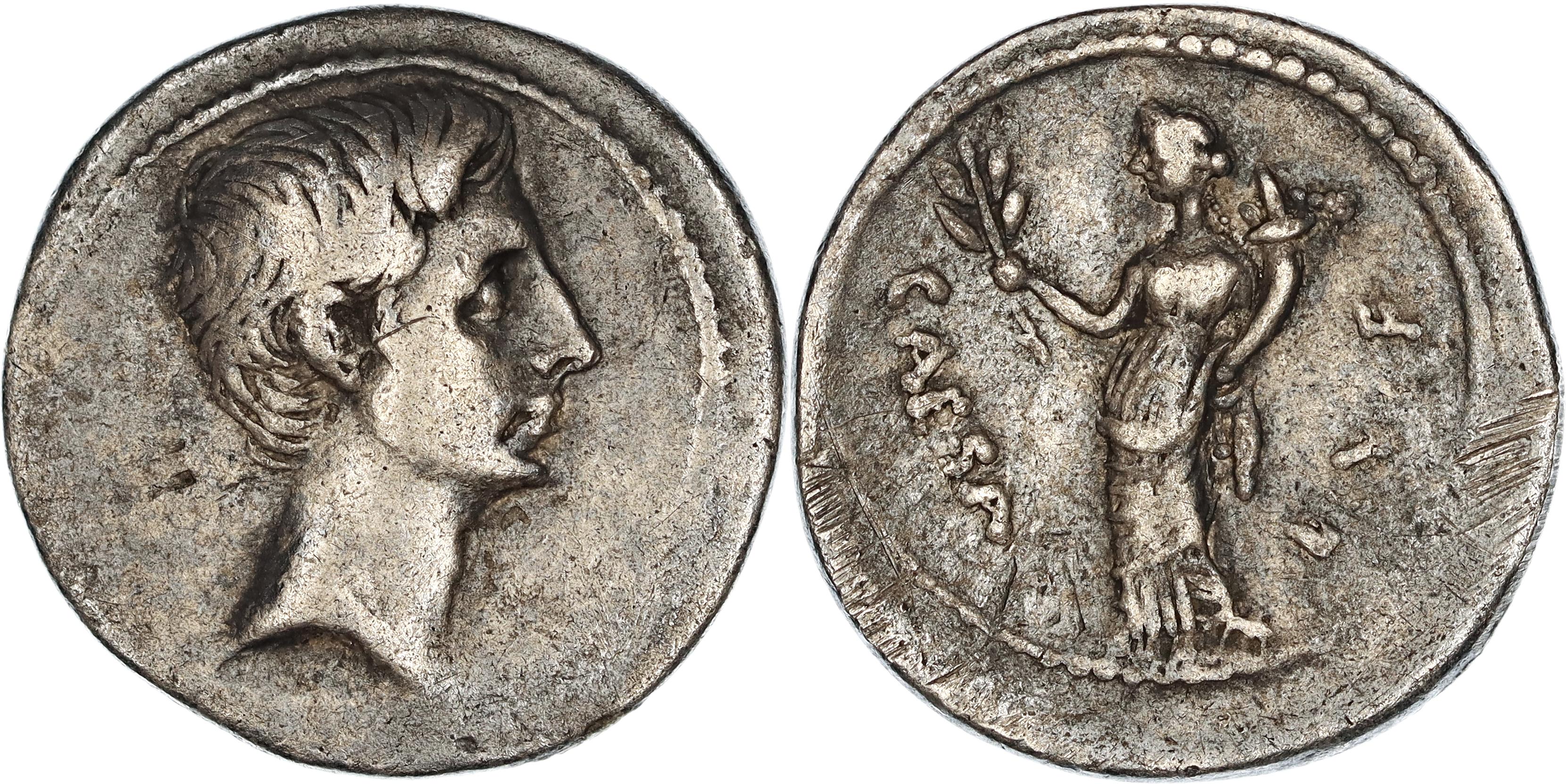 Roman Republic, Imperatorial Period, Octavian, Silver Denarius, 32-31 BC, F