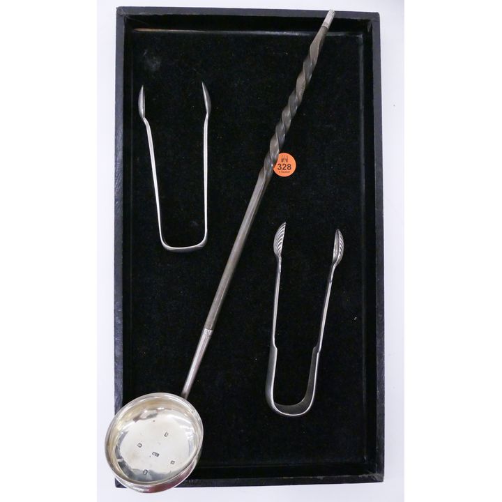 3pc Irish & Scottish Sterling Sugar Tongs & Ladle- 170g TW