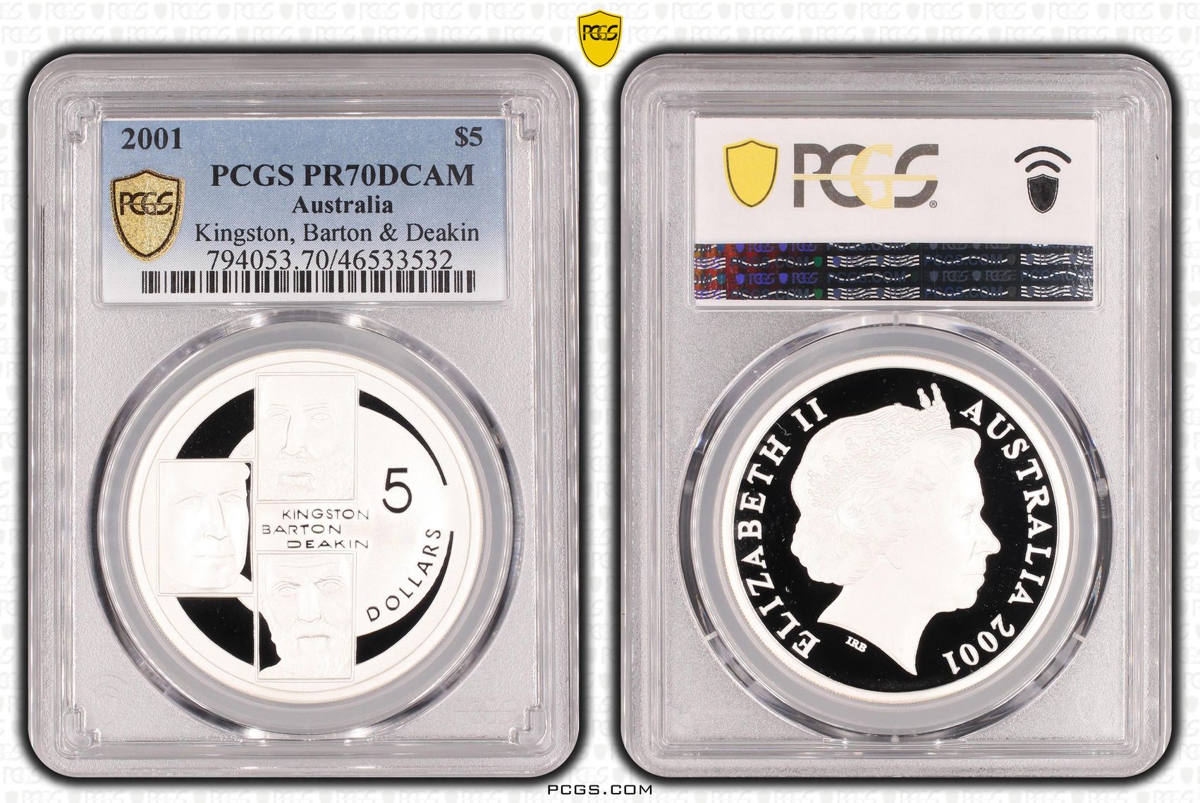 Kingston, Barton & Deakin, POP 10/0, Five Dollar, 2001, PCGS PR70DCAM