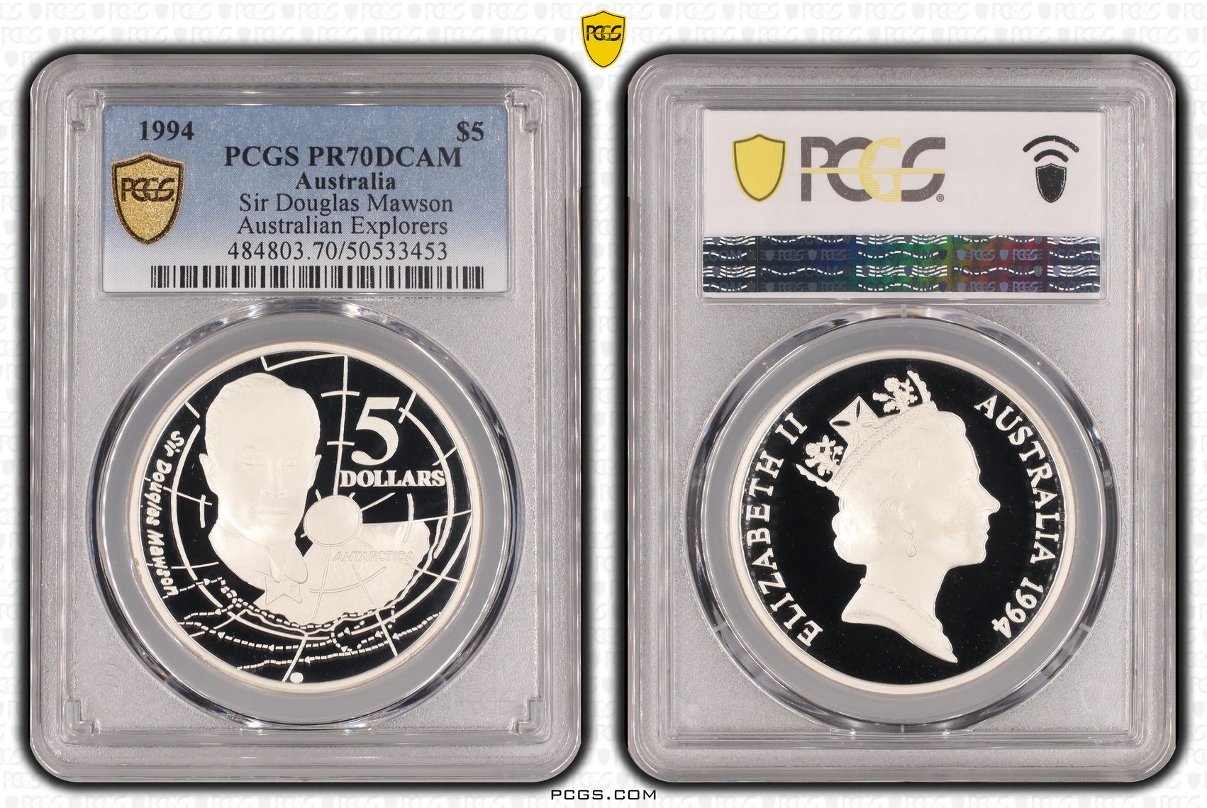 Sir Douglas Mawson Australian Explorers, Five Dollar, 1994, PCGS PR70DCAM