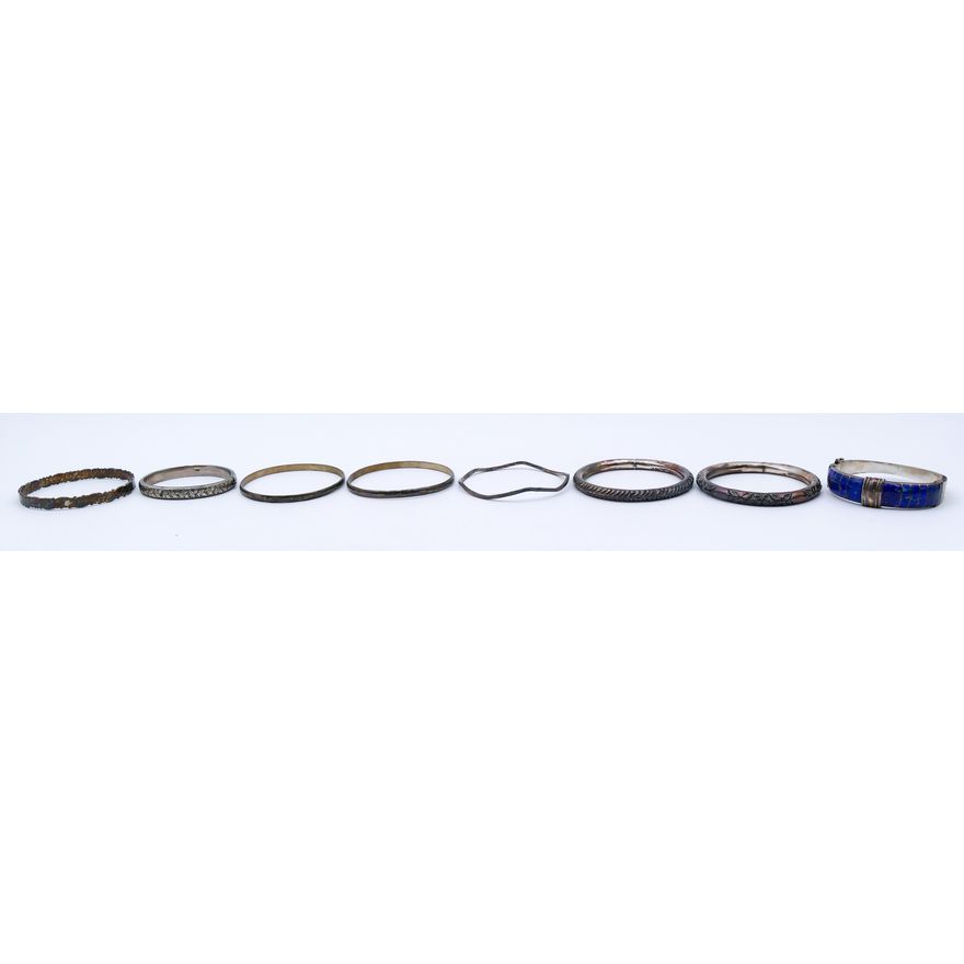 Box Sterling Bangle Bracelets - 129 Grams TW