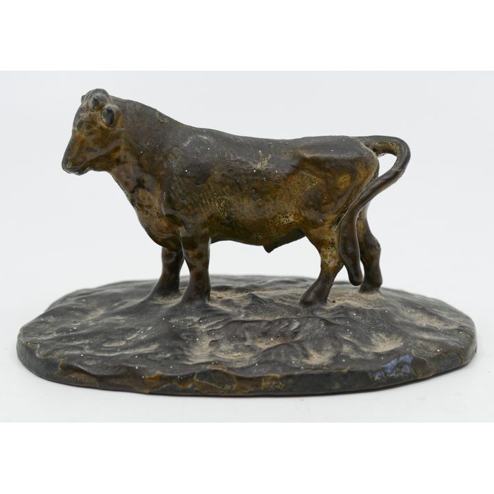 Antique Bull Small Bronze Sculpture 4.5''