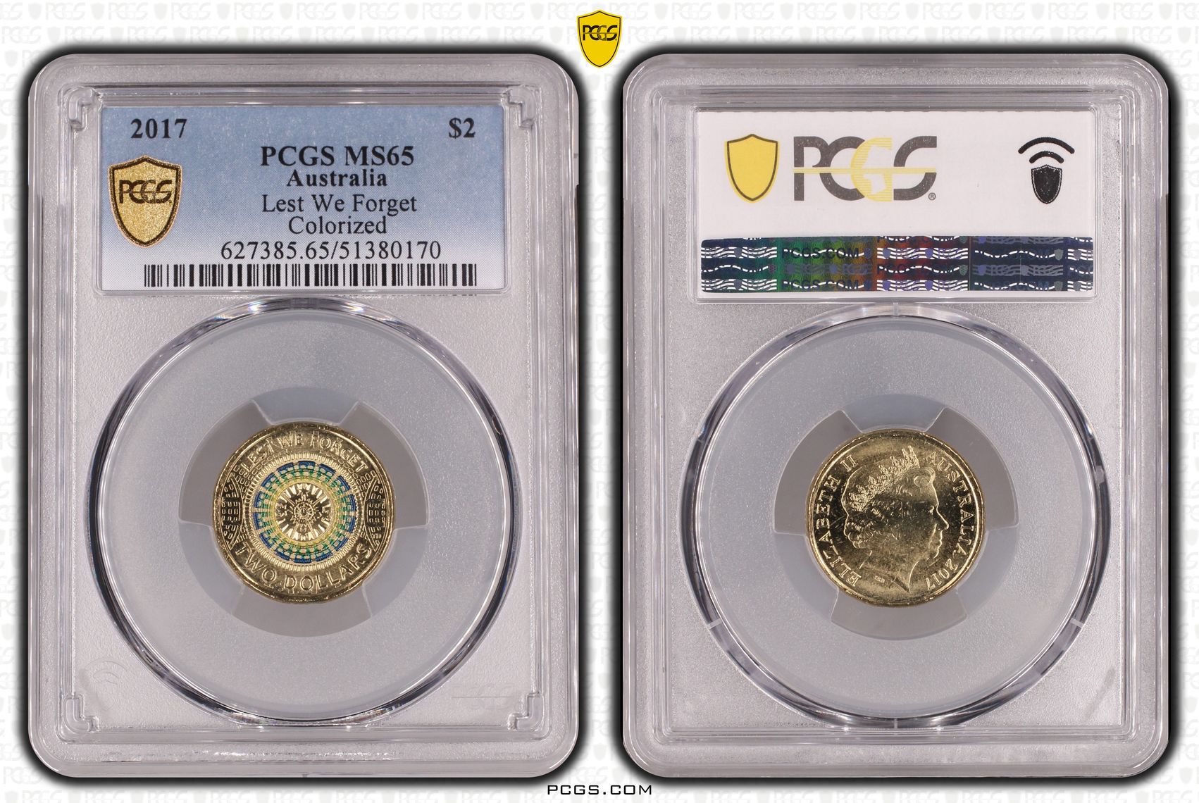 Lest We Forget Colorized, Two Dollar, 2017, PCGS MS65