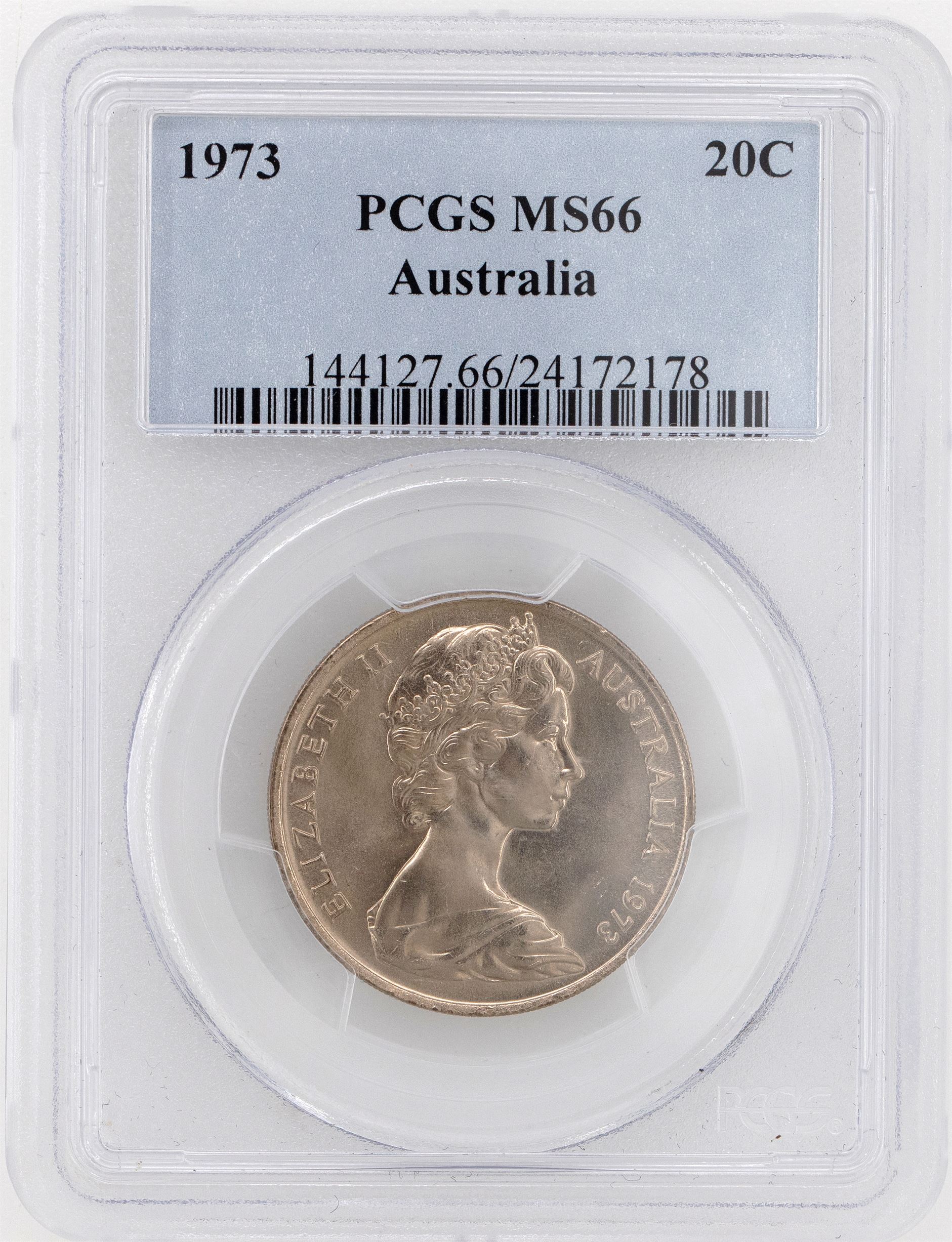 1973 Australia Twenty Cent, 20c PCGS - MS66 -178