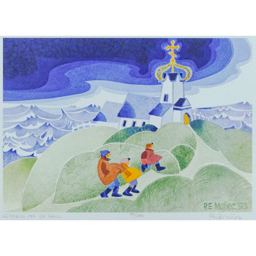 Rie Munoz ''Storm at St. Paul'' 1993 Signed Print
