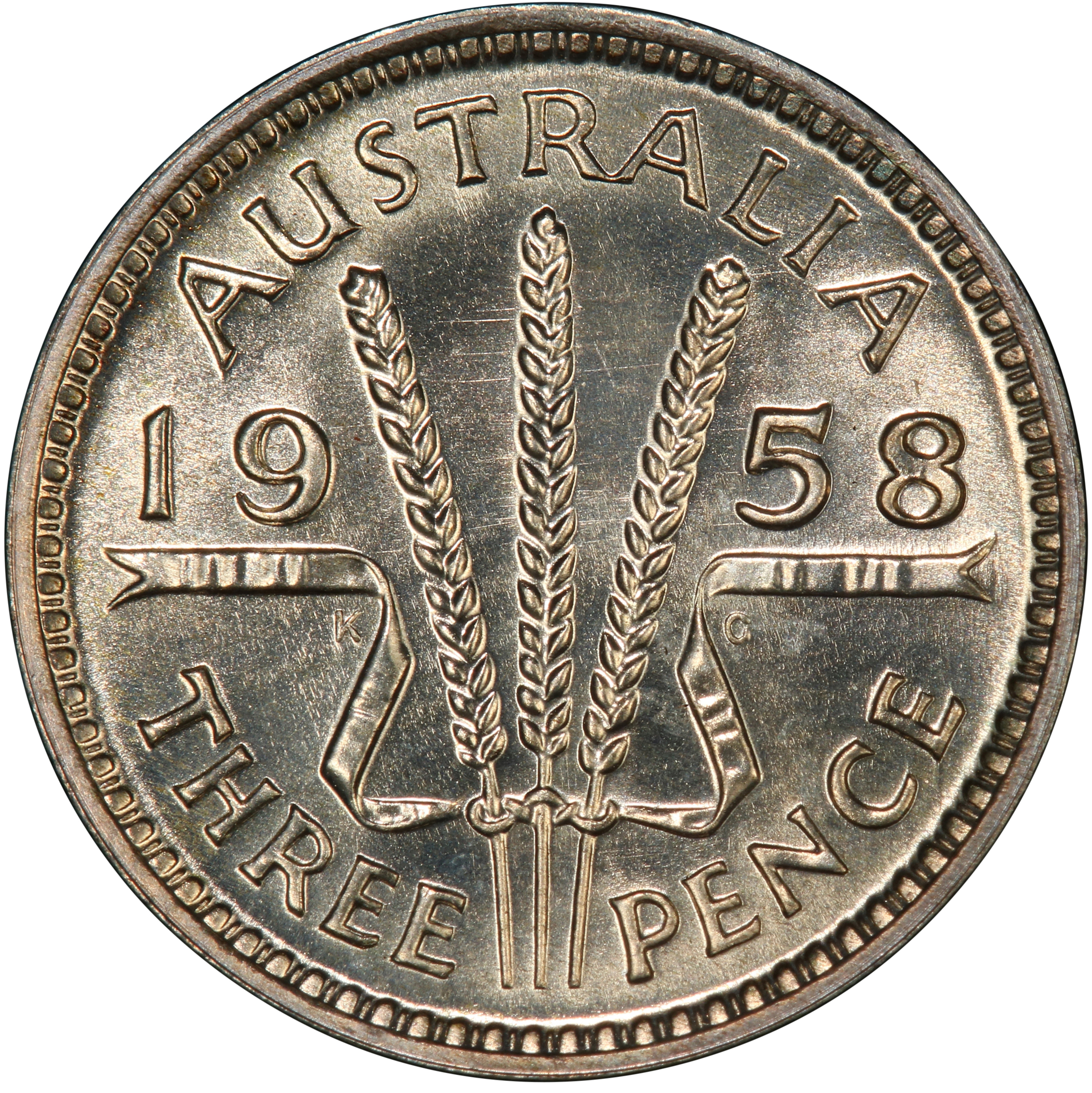 Elizabeth II, Threepence, 1958, PR 67