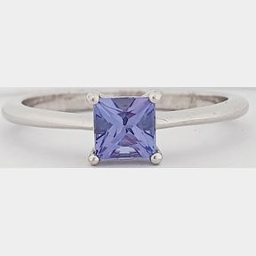 9CT WHITE GOLD RING WITH 0.500CT PRINCESS CUT TANZANITE - 51929/373