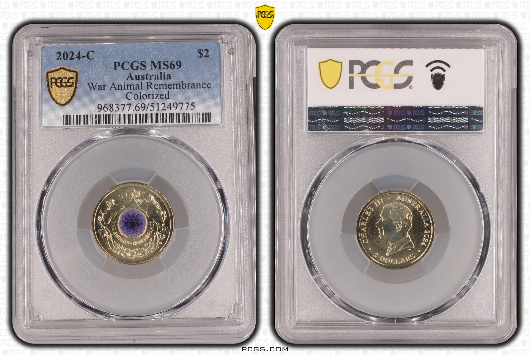 War Animal Remembrance Colorized, Two Dollar, 2024-C, PCGS MS69