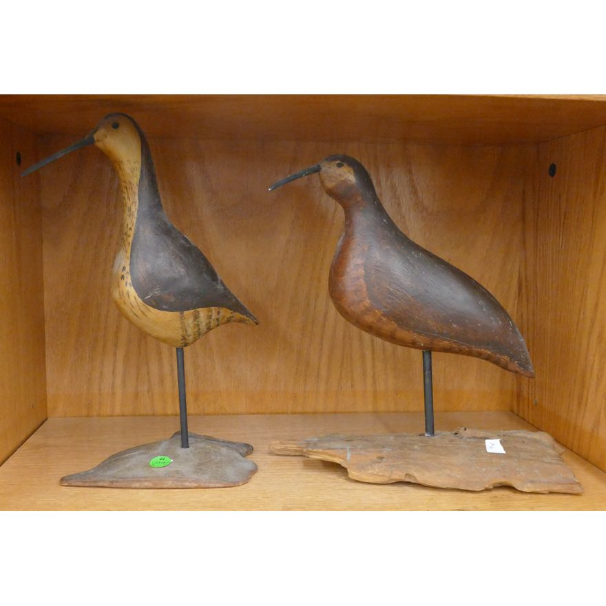 2pc Peter Storm Shore Bird Wood Decoys 12'' and 13'' - Head up