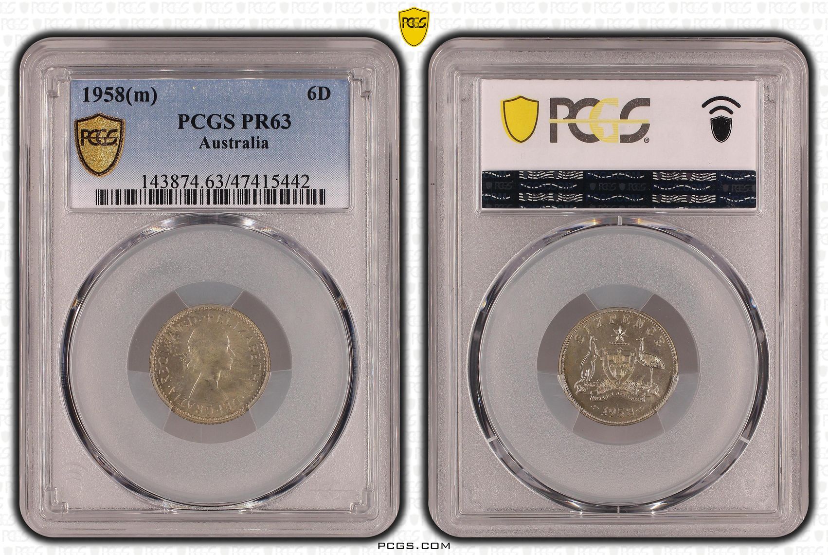 Elizabeth II, Sixpence , 1958, PCGS PR63