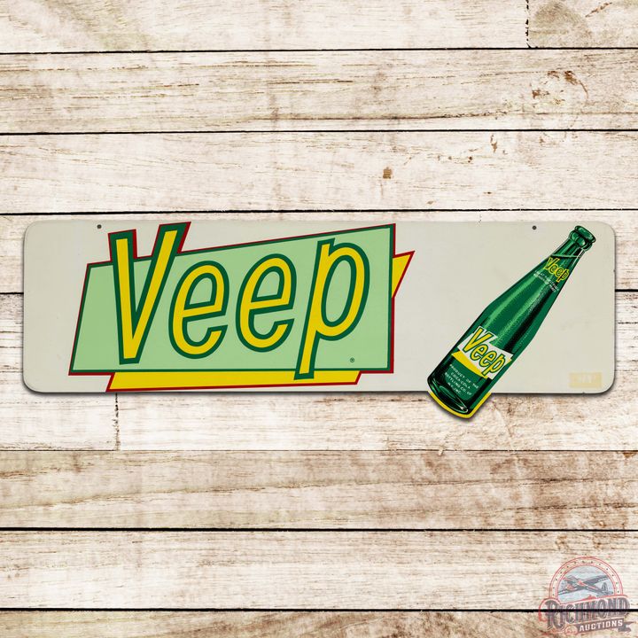 Veep a Product of Coca Cola Single Sided Tin Die Cut Sign w/ Bottle