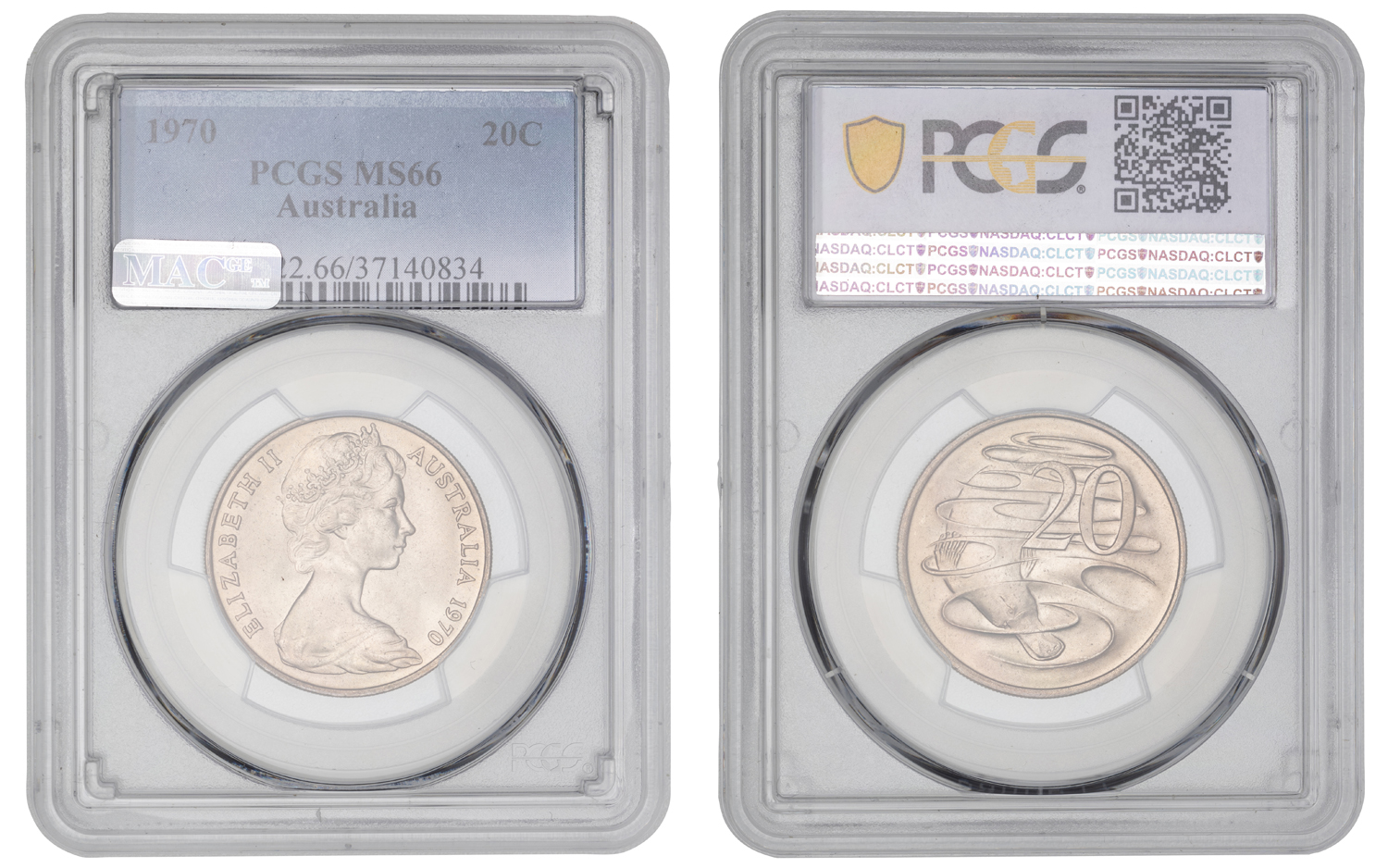 Elizabeth II, Twenty Cent, 1970, PCGS MS66