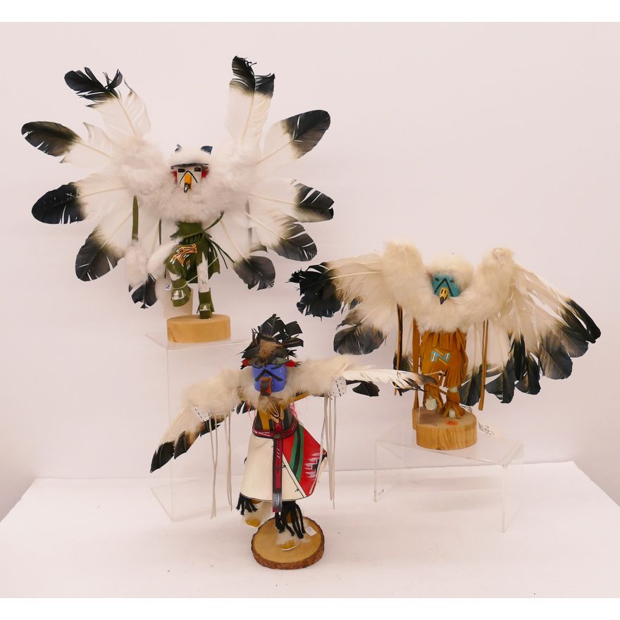 3pc Eagle Dancer Kachina Dolls- largest 16''