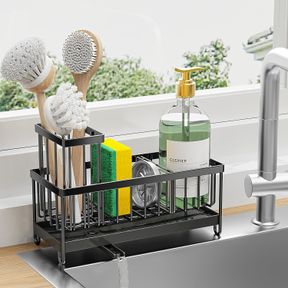 9.25 CISILY SPONGE HOLDER FOR KITCHEN SINK, SINK CADDY WITH HIGH BRUSH HOLDER, ORGANZIER RUSTPROOF 304 STAINLESS STEEL DISH ORGANI
