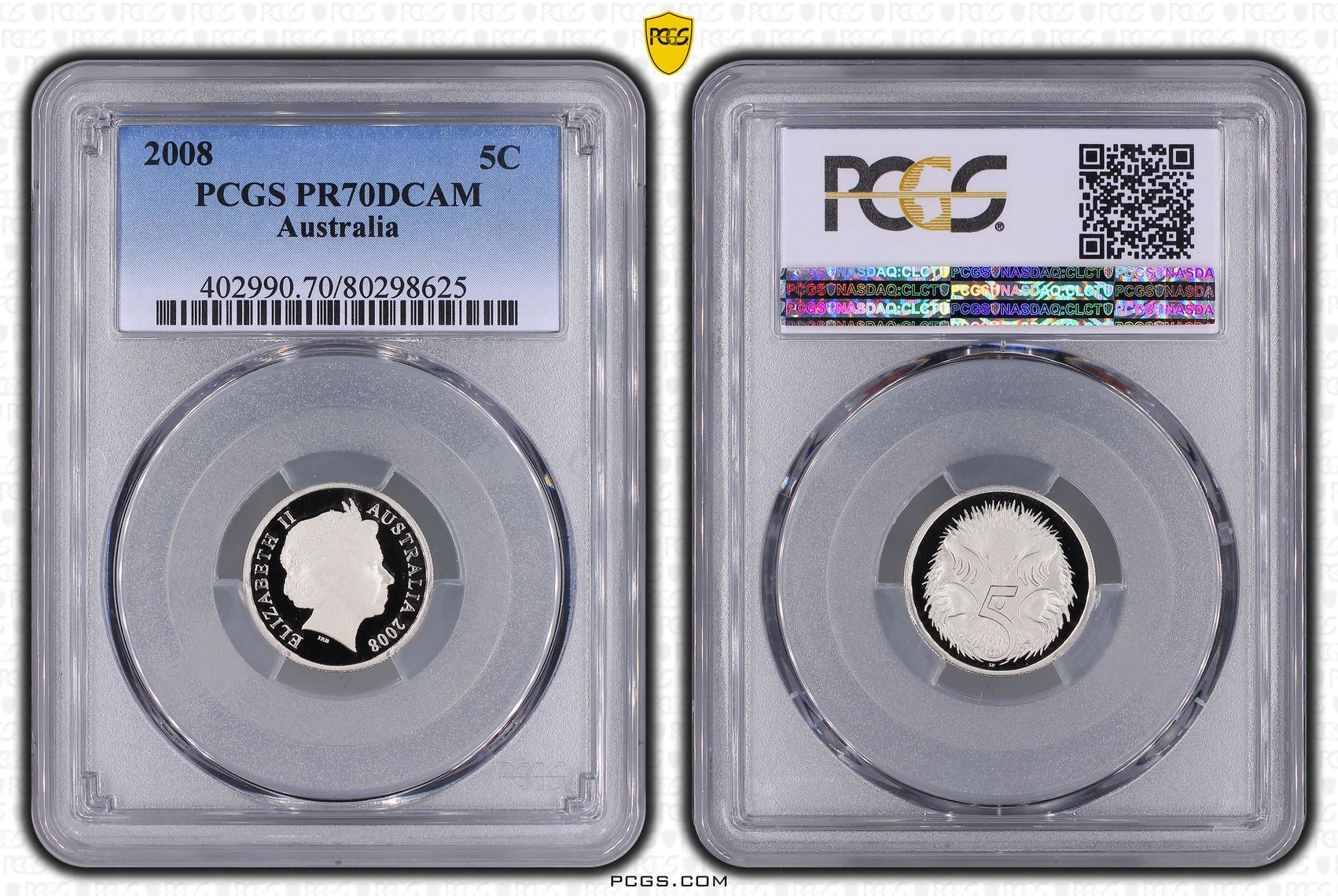 Elizabeth II, Five Cent, 2008, PCGS PR70DCAM