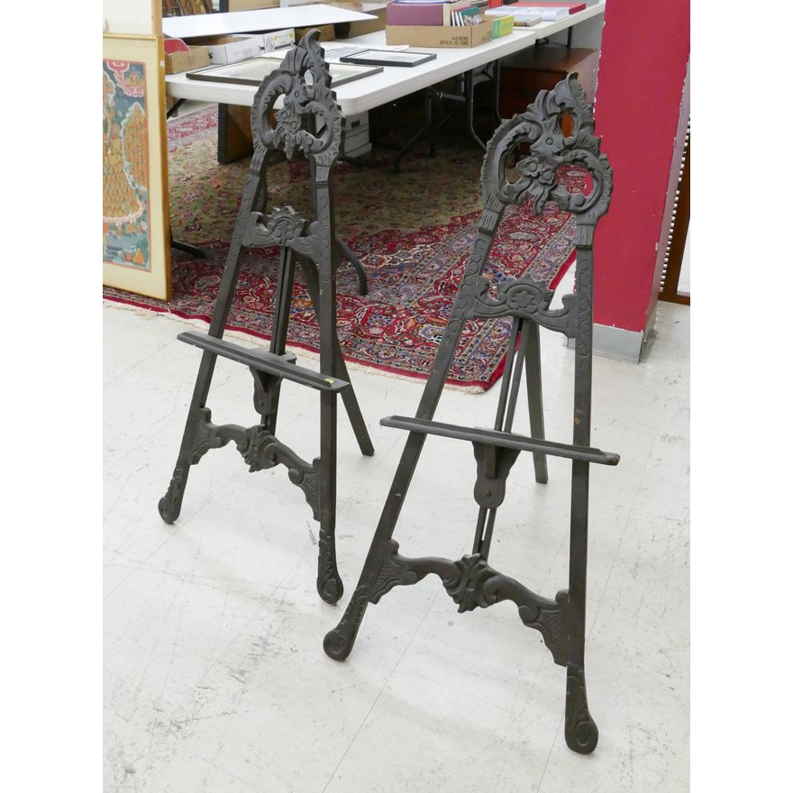 2pc Painted Wood Baroque Small Standing Easels- 43'' each
