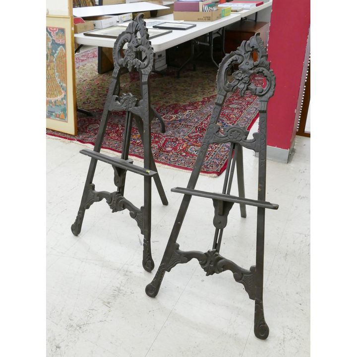 2pc Painted Wood Baroque Small Standing Easels- 43'' each