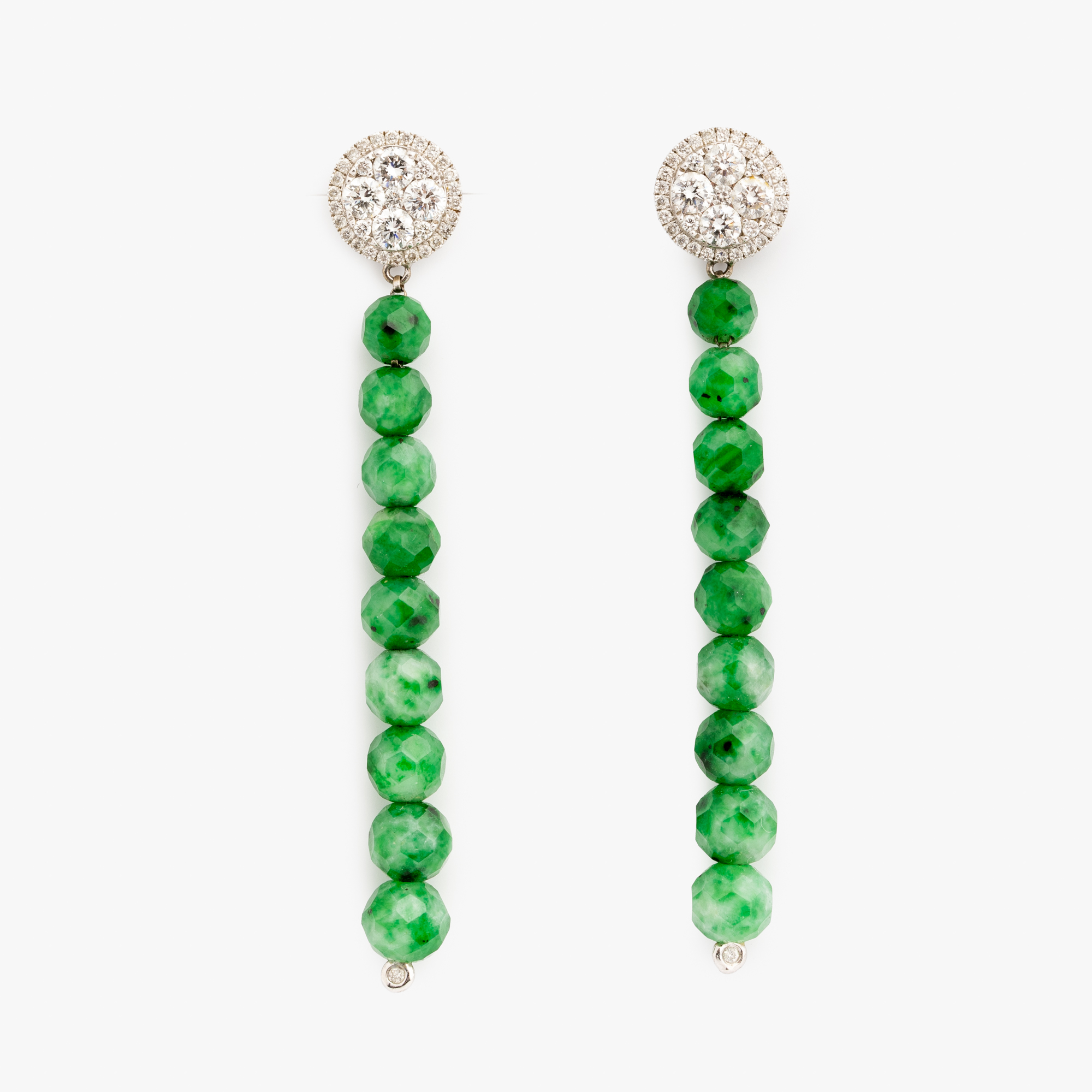 35 · 18ct White Gold Diamond & Jade Stud Earrings