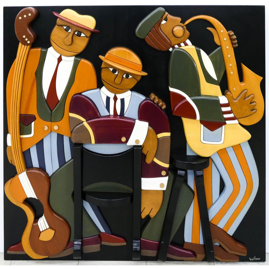 Alan Boileau ''Jazz Trio'' Wood Wall Sculpture