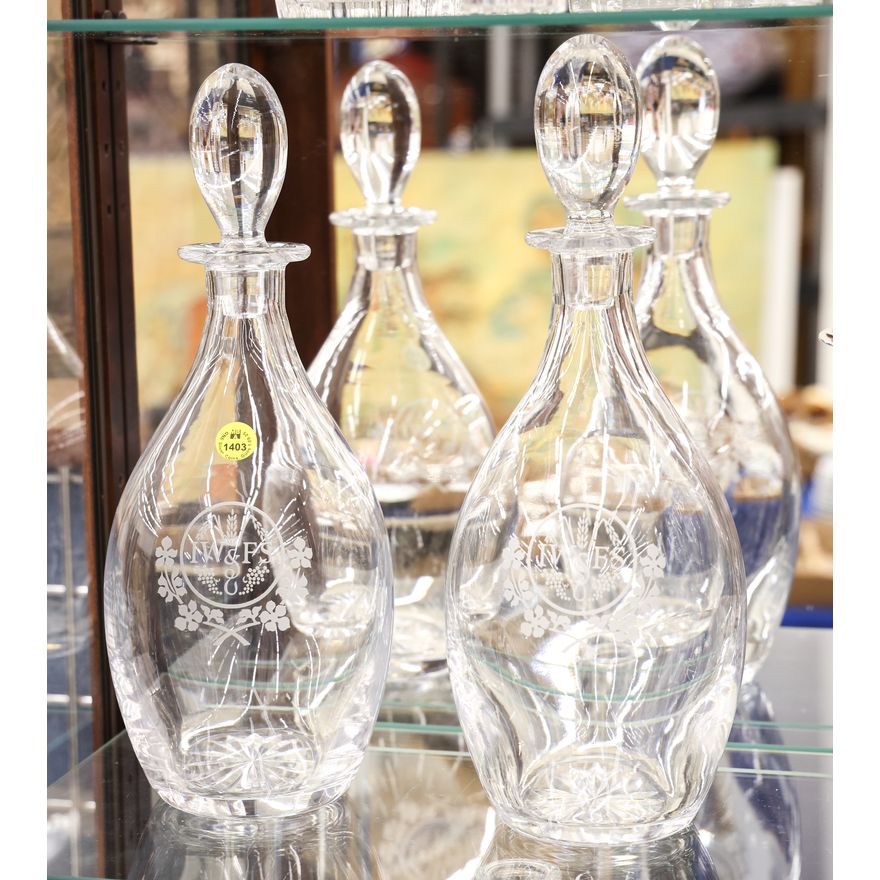 Pair Royal Doulton Crystal Decanters 14'' - International Wine & Food Society
