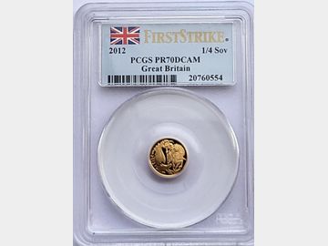2012 DIAMOND JUBILEE PROOF GOLD QUARTER SOVEREIGN PR70 DCAM TOP POP! FIRST STRIKE