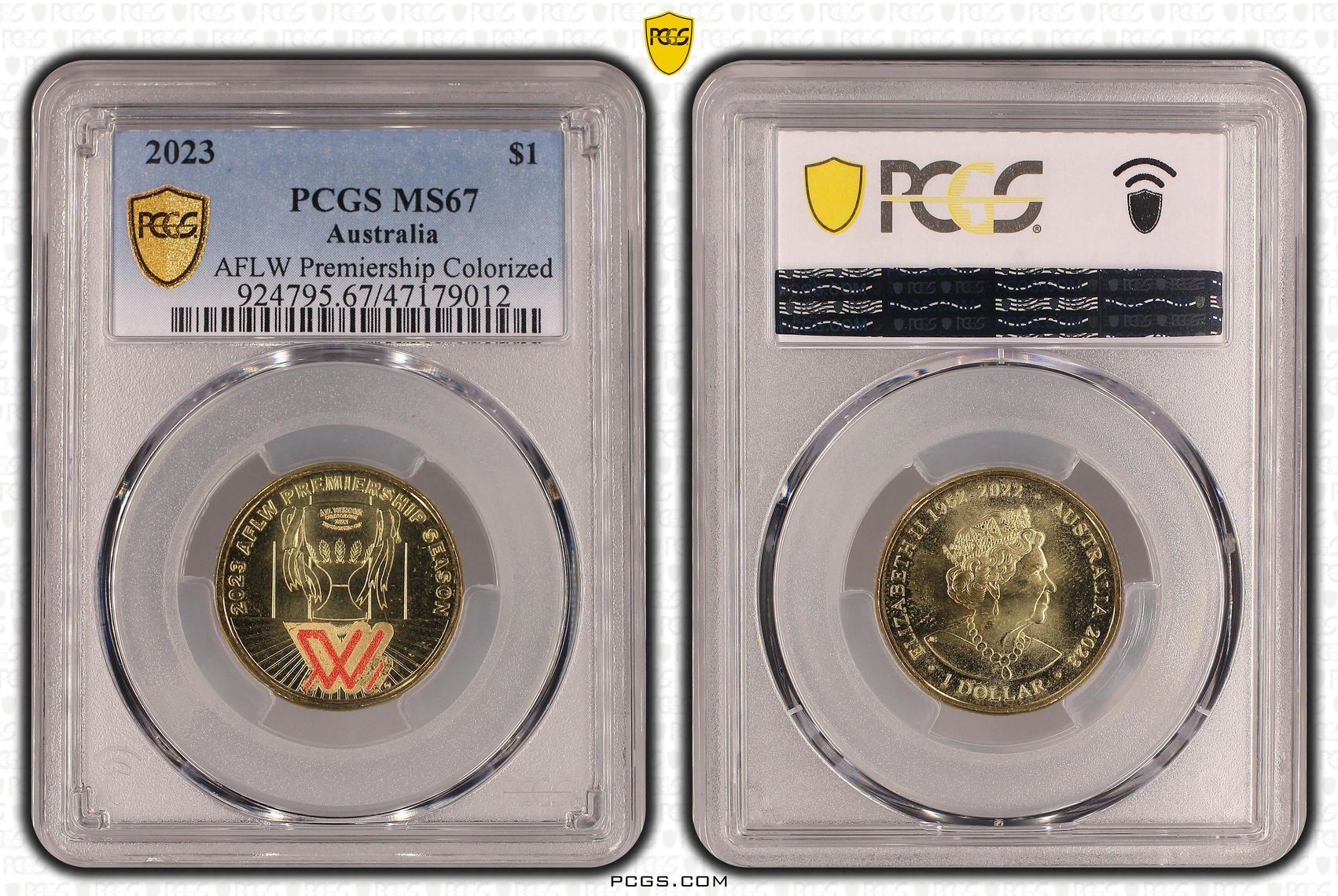 331 · AFLW Premiership Colorized , One Dollar, 2023, PCGS MS67
