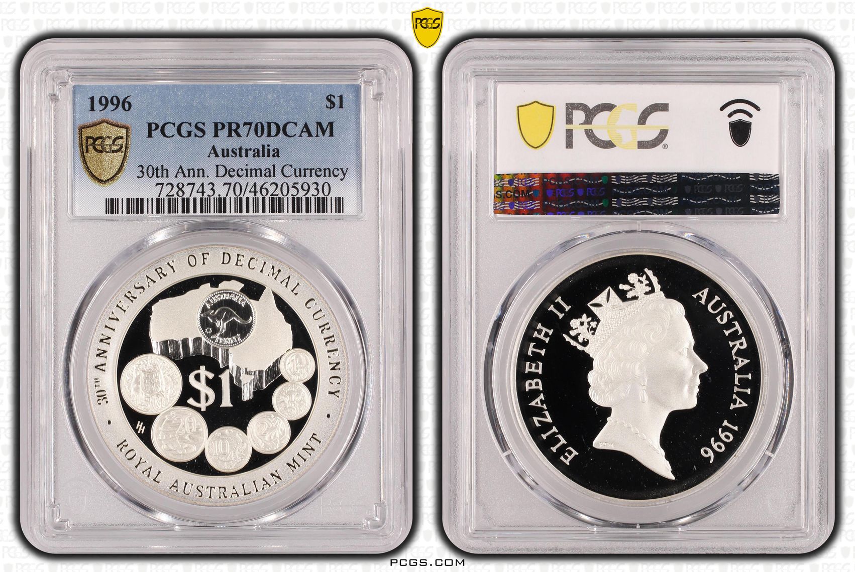30th Ann. Decimal Currency, One Dollar, 1996, PCGS PR70DCAM