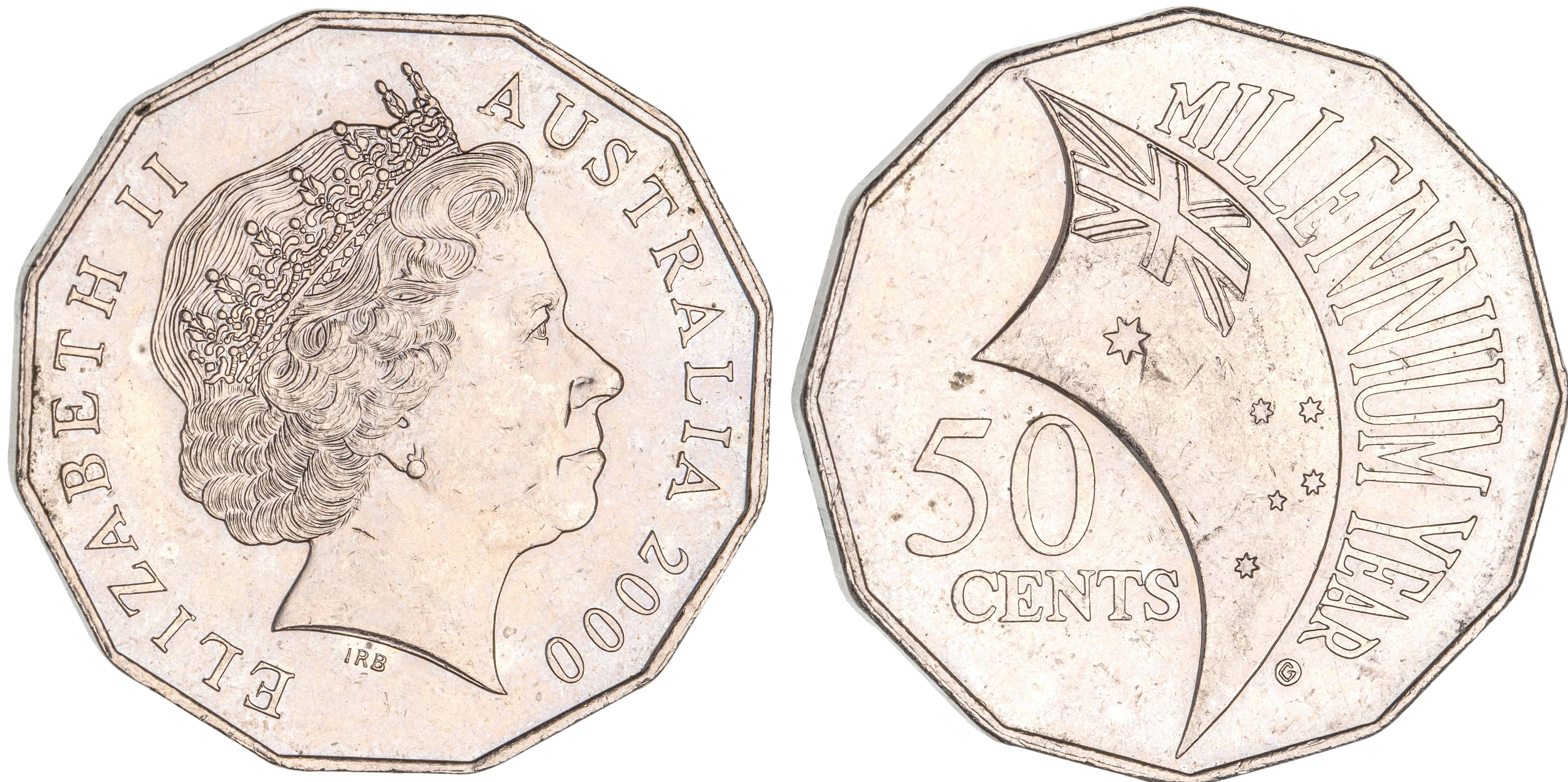 Elizabeth II, Fifty Cents, 2000, aUNC