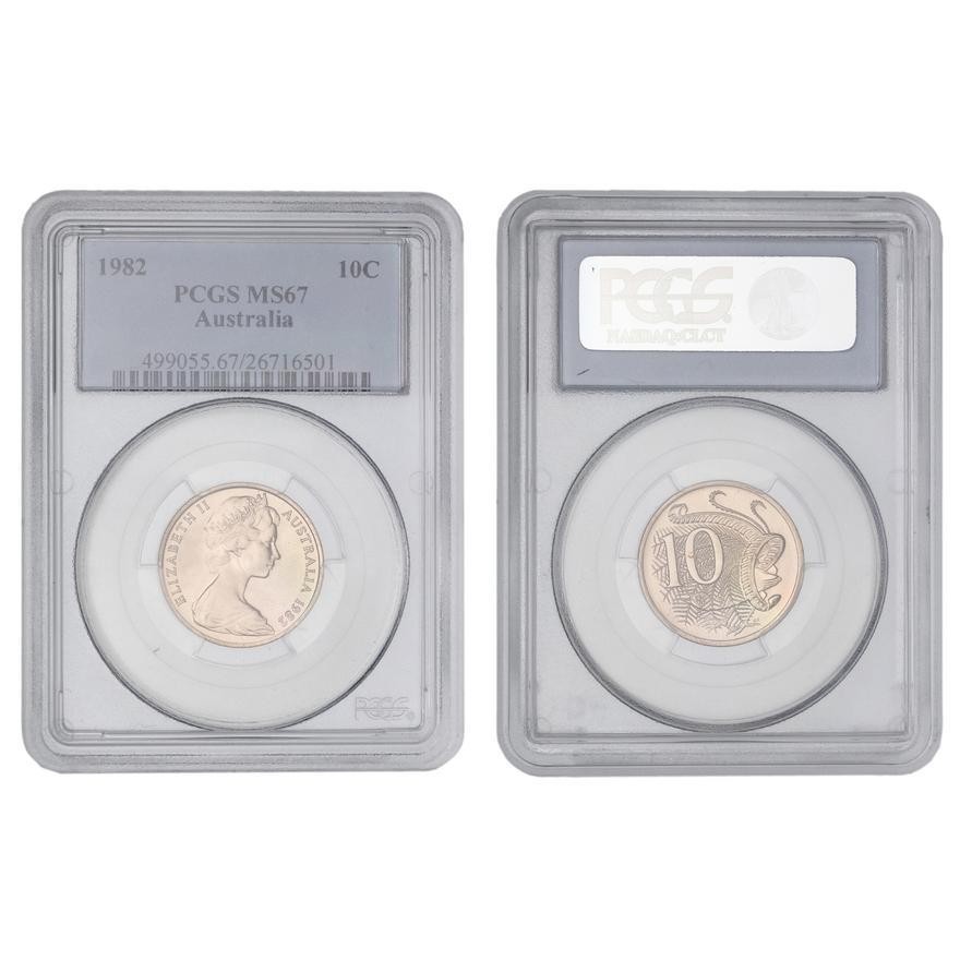 Elizabeth II, , Ten Cent, 1982, PCGS MS67