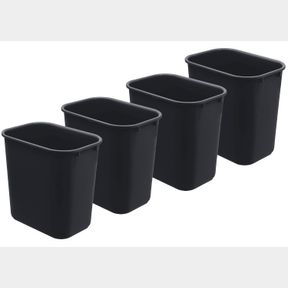 ACRIMET WASTEBASKET, DESKSIDE BIN, 6.75 GALLON/ 27 QUART/ 24 LITER (PLASTIC) (BLACK COLOR) (SET OF 4)