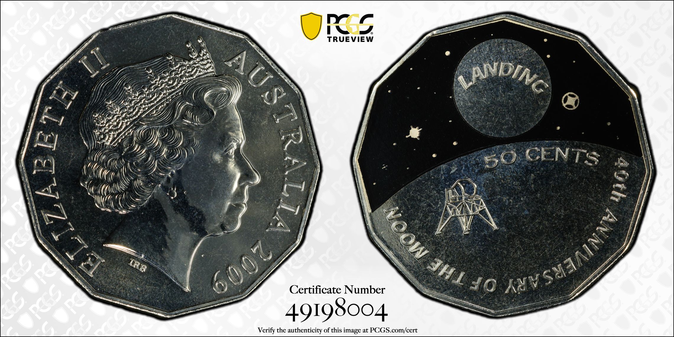 Moon Landing POP 12/0, Fifty Cent, 2009, PCGS MS69