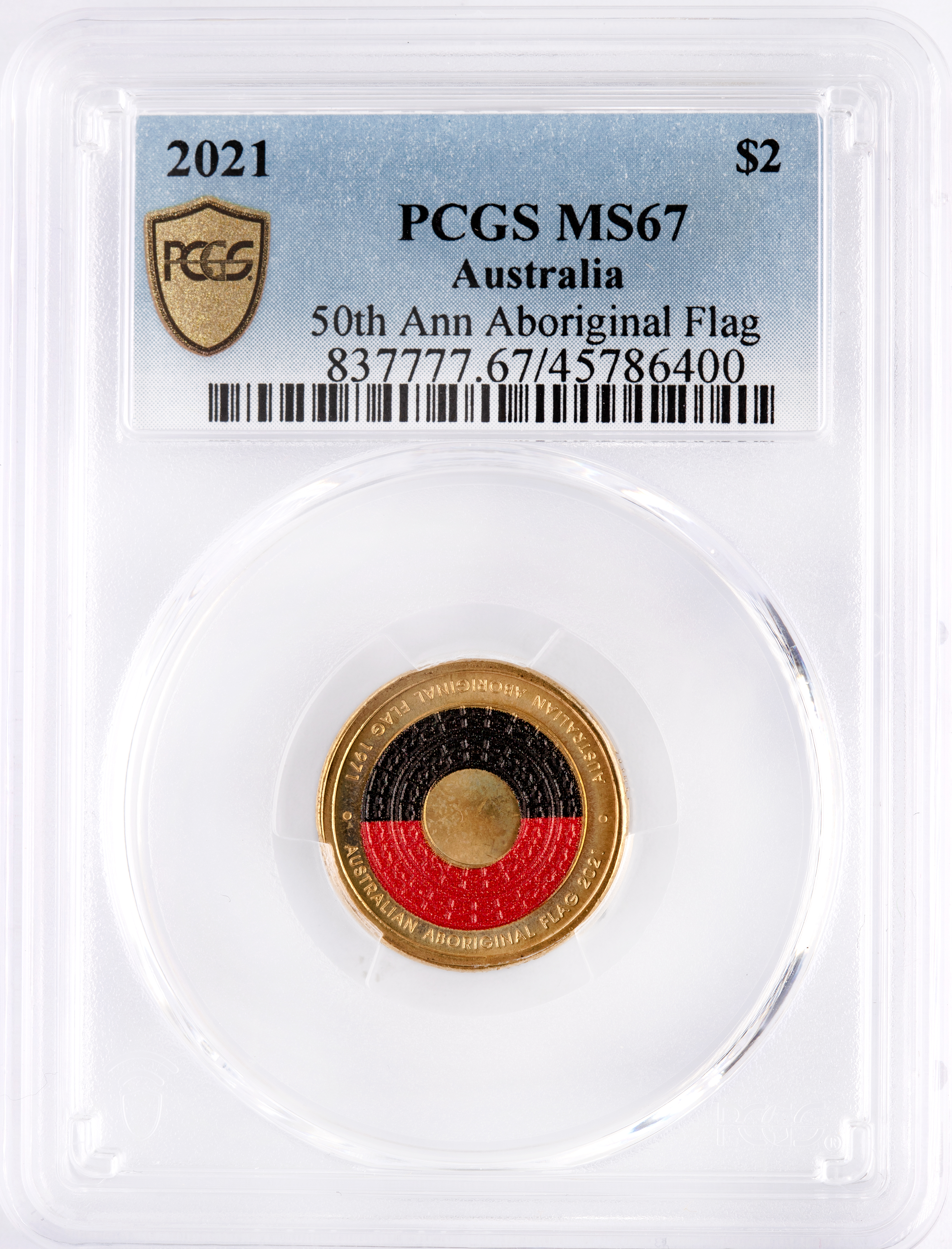 50th Ann Aboriginal Flag, Two Dollar, 2021, PCGS MS67