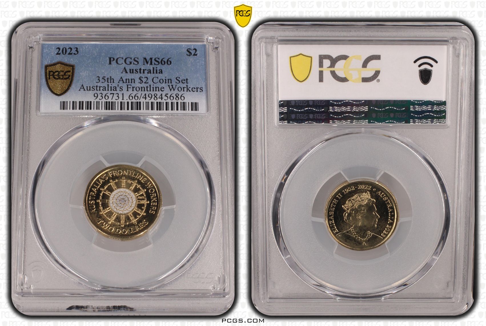 35th Ann $2 Coin Set Colorized - Australia's Frontline Worke , Two Dollar, 2023, PCGS MS66