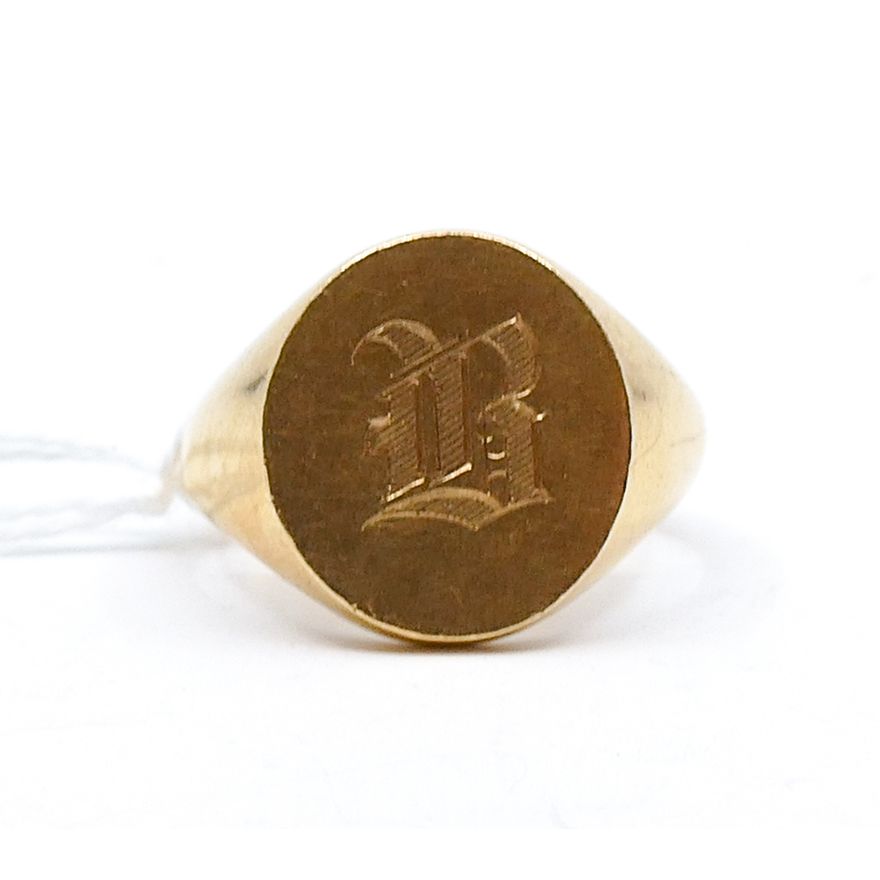 Antique Men's 14k Monogram ''R'' Ring Size 9.5 - 15.7 Grams