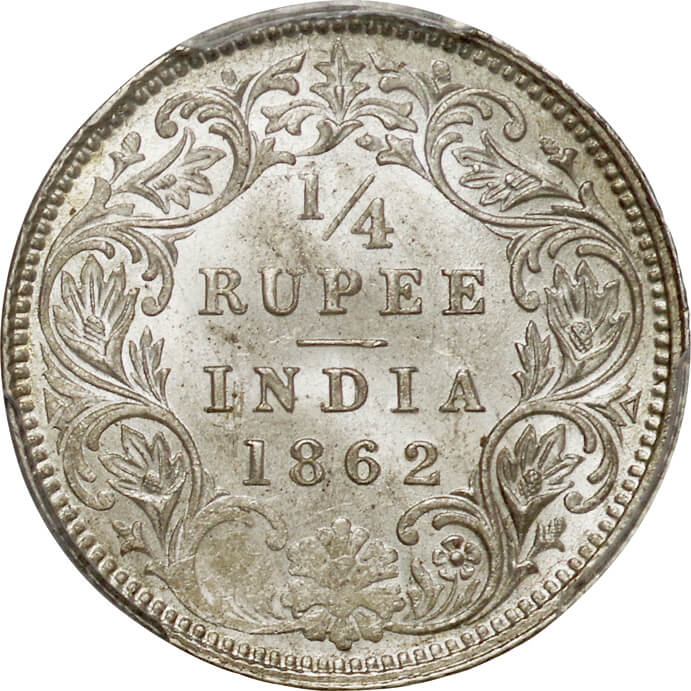 ★本物保証　英領インド ヴィクトリア女王 1ルピー銀貨 1862年号 女帝ヴィクトリア 1ルピー銀貨 英領インド帝国 1900年 NGC MS61