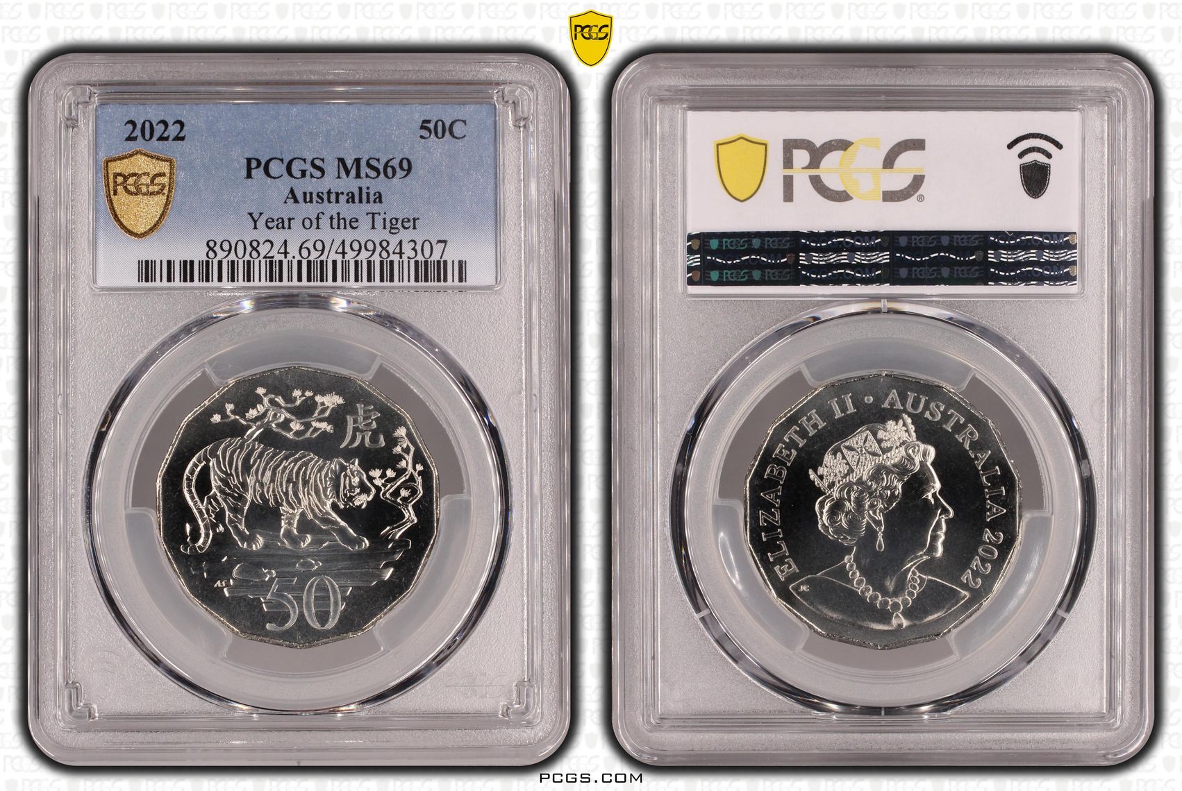 Year of the Tiger, Fifty Cent, 2022, PCGS MS69