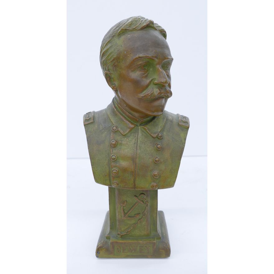 Antique Dewey Metal Bust- 9''