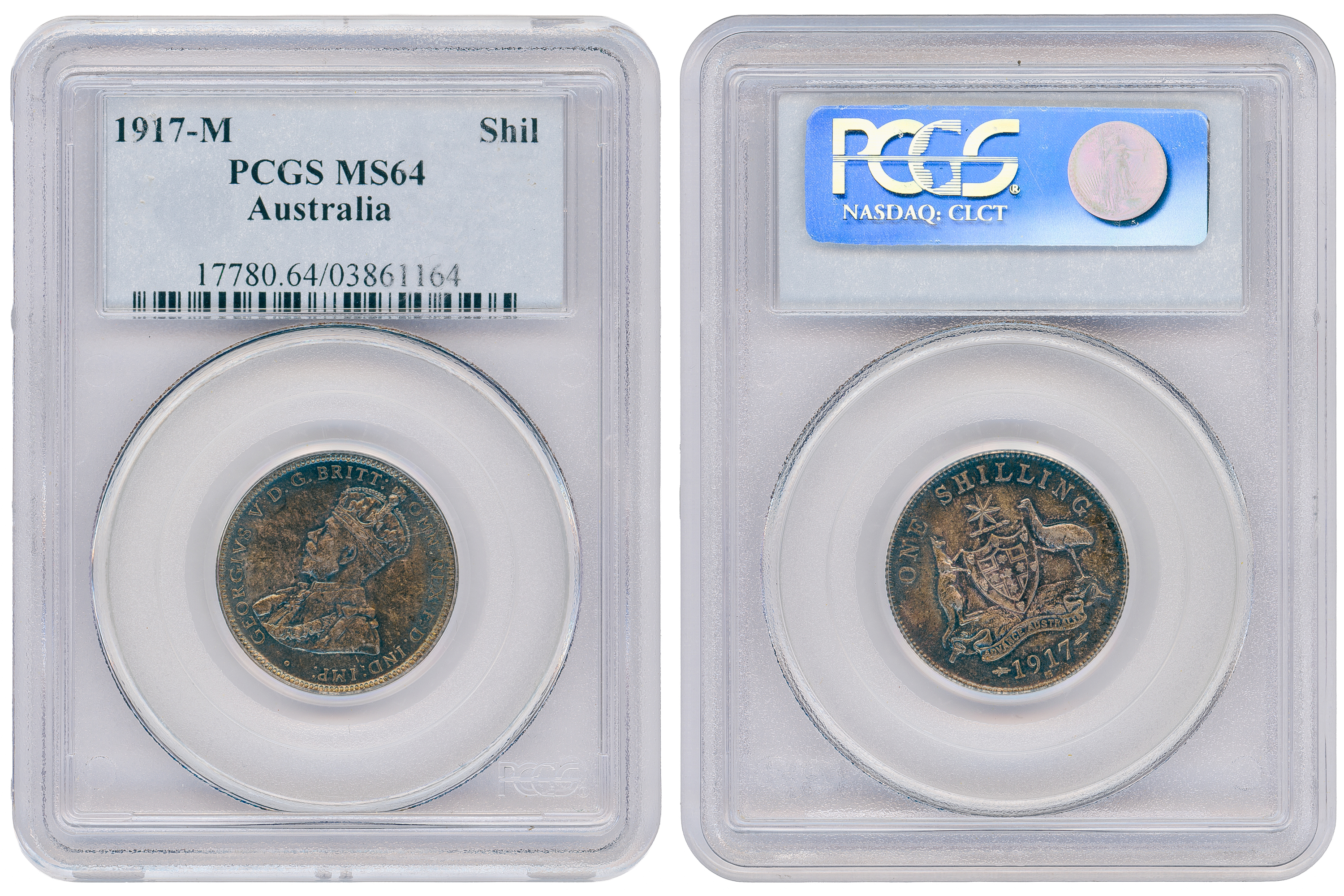 George V, Shilling, 1917-M, PCGS MS64