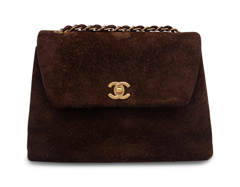 Chanel Brown Suede Flap Bag 