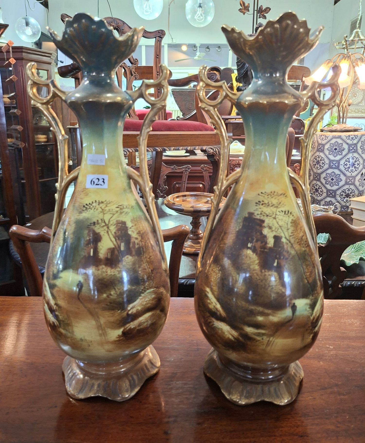 Pair Of Mantle Vases